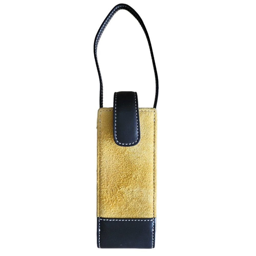 COACH Like-new 90s Vintage Cell Phone Holder Purse – Yellow Suede Brown Leather